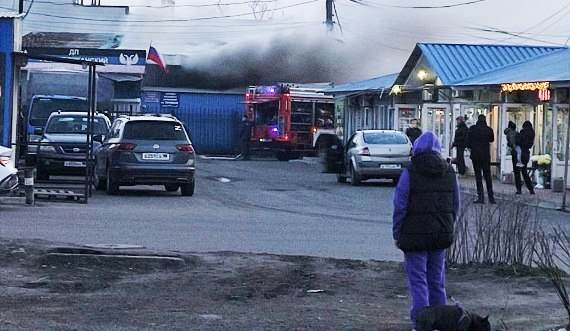 Пожар на рынке в Харцызске